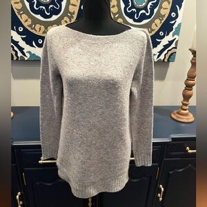 Loft long sweater speckled gray pattern size small petite like new
